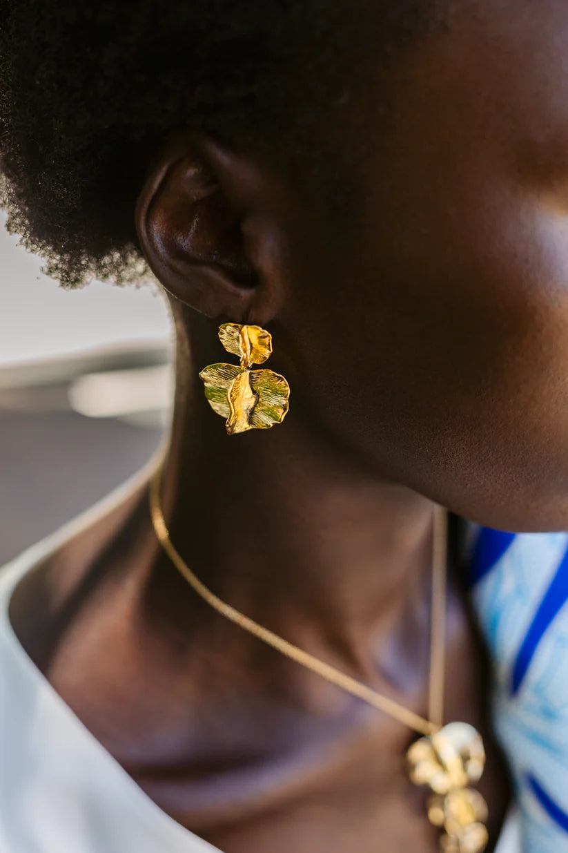 Bushwillow Duo stud with Large Bushwillow drop - Gold